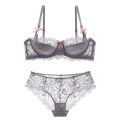 MOYISU 1/2 Ear AB Cup Pure Desire Girl Bra Set | Pull-up Bra Set With Bow Breathable French Lace Bra | Anti-Slip Cup Date Night.