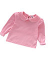 Fall Spring Little Girls Shirts Cotton Lace White Long Sleeve Child T-shirt Girls Kids Baby Toddler Tops and Blouses.