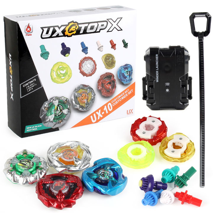 BEY X UX-10 Customized Set with Ripcord Launcher Set Gyro Spinning Toy Battle Top Kit 