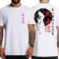 Japan Samurai Spirit T Shirts For Men Japanese Style Back Print Loose Oversized 100% Cotton Tops T-shirt Bushido Male Gifts Tee. 