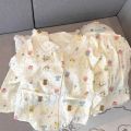 Sweet Cute Flower Dog Print 2PC Women's Pajamas Set Lapel Neck Lace Autumn Winter New Sleepwear Korean Casual Kawaii Loungewear. 