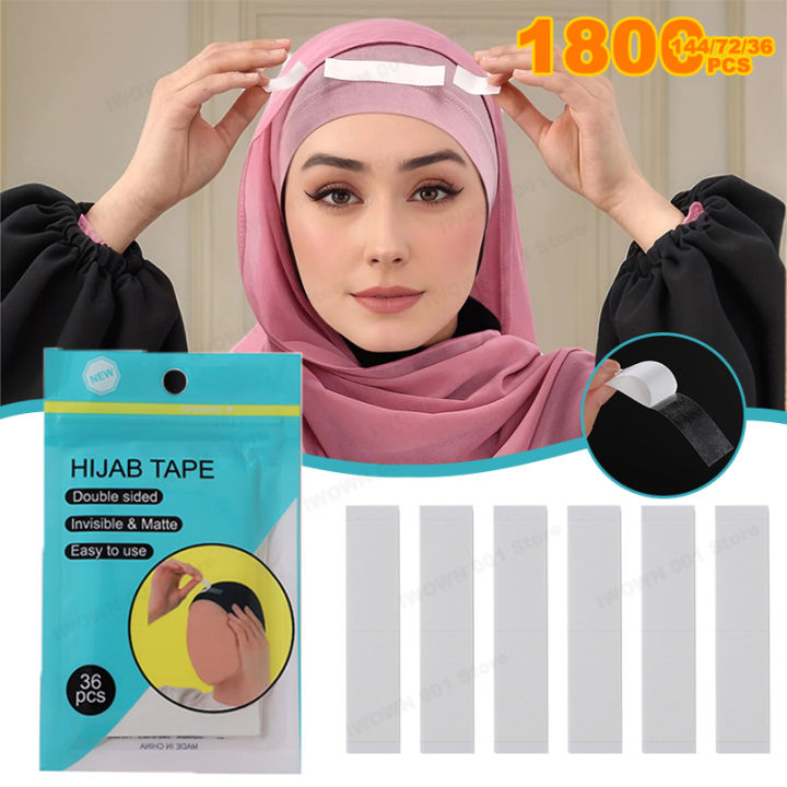 36pcs/set Hijab Tape Muslim Women Hijab Accessory Non-slip Undercap Scarf Double Sided Invisible Adhesive Tape Easy to Use