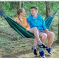 Outdoor Canvas Hammock Camping Swing Hammock with Tree Ropes Load-bearing Up to 300kg Perfect for Garden Patio Backyard. 