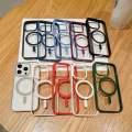 iPhone 16, 15, 14, 13, 12, 11 Pro Max, MagSafe Case Transparent Candy Color Bumper Shockproof Back Cover. 