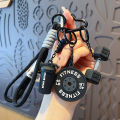 Mini Barbell Plates Keychain with D-shaped Buckle Water Cups Simulation Dumbbells Keyring Creative Bag Charm.
