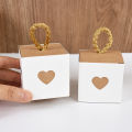 10/50pcs White Brown Heart Candy  Boxes Wedding Favors for Guests Birthday Party Baby Shower Chocolate Cookie Packaging Box. 