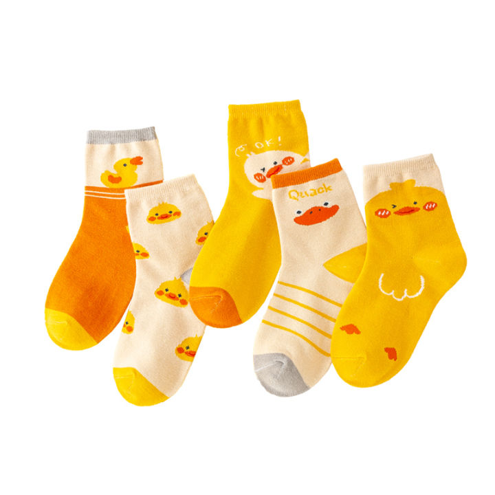 5%20pairs%20of%20autumn%20and%20winter%20children's%20short%20socks%20cute%20yellow%20duck%20cartoon%20breathable%20boys%20and%20girls%20mid%20tube%20socks%20-%20Image%207