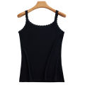 Summer Knitted Ribbed Camisole for Women with Lace Trim, Slim Fit, Suitable for Outerwear or as a Base Layer. 