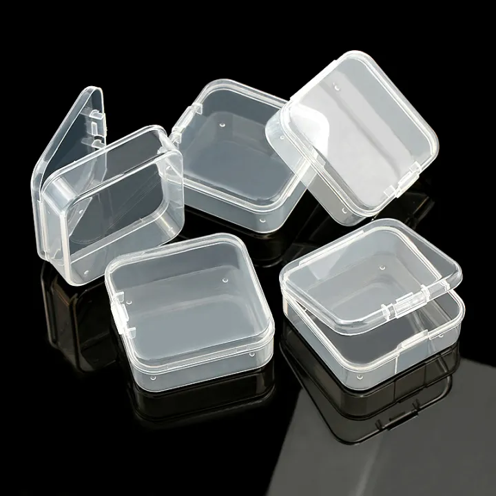 5.5x5.5x2.1cm square Plastic Storage Box Jewelry Container Transparent ...