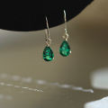 New  2024 Sterling Silver Emerald Zircon Water Drop Earrings for Women Plated Gold Retro Original Jewelry aretes de mujer. 