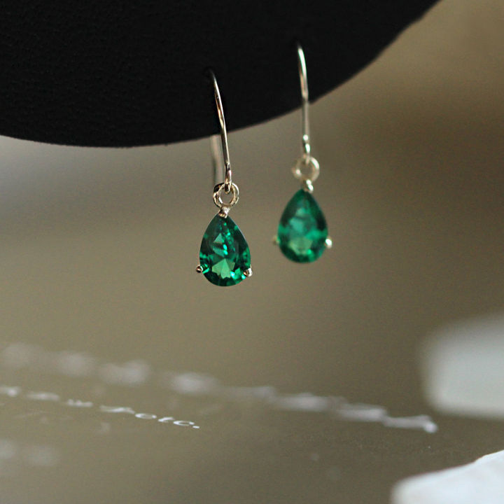 New  2024 Sterling Silver Emerald Zircon Water Drop Earrings for Women Plated Gold Retro Original Jewelry aretes de mujer