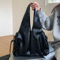 American Vintage Oil Wax Leather Large Capacity Tote Bag Lady Luxury Black Versatile Shoulder Bags Female Commute Crossbody Bag. 