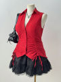 Plus Size 2025 Summer New Women's Big Size Music Festival Tie Bow Slim Slim Sleeveless Shirt Polyester Material. 