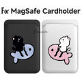 Cute Little Cat Riding Fish Cartoon Pattern Couple Card Holder Magnetic For iPhone For For MagSafe Wallet Cover.