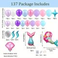 DecorVerve 137 Pieces Mermaid Balloon Garland Arch Kit Princess Birthday Party Decoration Indoor and Outdoor Balloon Decoration. 