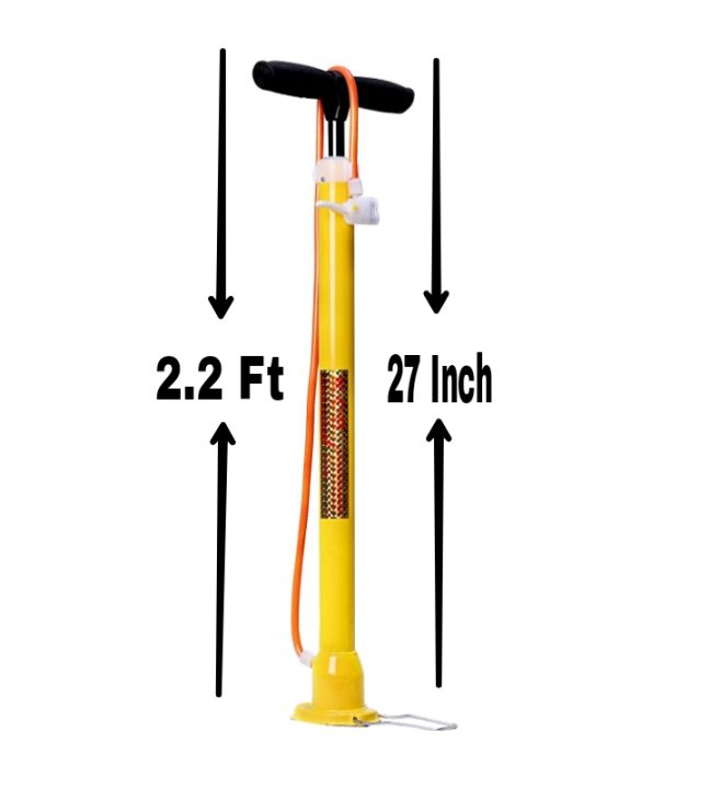 High Pressure Steel Bicycle Air Pump Tyre Inflator Cycle Pump for Cycles Multicolor