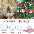 10pcs Transparent Plastic Christmas Balls, Christmas Tree Hanging Decorations, Wedding, Party, and Vacation Home Decorations.
