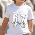 Cute Meme T-Shirt for Boys Girls Childrens Six Seven Funny Kids Y2k Tees Tops 67 Brainrot Print Round Neck Short Sleeve T Shirt. 