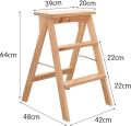 Step Chair Step Stool Folding Step Stool Wooden Counter Chair Portable Stepladder Stair Chair Home Library Anti-Slip Climbing Ladder Stool Bookshelf Flower Shelf, Natural Wood. 