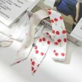 Women Silk Scarf Cherry Skinny Scarf Print Geometric Patterns Small Handle Bag Ribbons Female Head Scarves Wraps For Ladies. 
