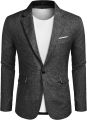 COOFANDY Men's Sporty Leisure Jacket with Linen Fabric Look – Classic 1-Button Blazer with Narrow Lapel Collar, Flap Pockets & Inner Pocket – Ideal for Casual or Festive Occasions – Comfortable Cotton-Linen Blend, Machine Washable – Stylish & Versatile. 