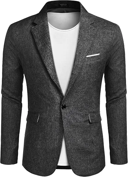 COOFANDY%20Men's%20Sporty%20Leisure%20Jacket%20with%20Linen%20Fabric%20Look%20%E2%80%93%20Classic%201-Button%20Blazer%20with%20Narrow%20Lapel%20Collar,%20Flap%20Pockets%20&%20Inner%20Pocket%20%E2%80%93%20Ideal%20for%20Casual%20or%20Festive%20Occasions%20%E2%80%93%20Comfortable%20Cotton-Linen%20Blend,%20Machine%20Washable%20%E2%80%93%20Stylish%20&%20Versatile%20-%20Image%203