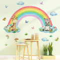 Rainbow Wall Decal Waterproof Sticker Rainbow Butterflies Clouds Star Flower Wall Decals for Nursery Kids Girls Bedroom Decor. 