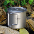 Tiartisan Tatinium Camping Mug Hiking Tableware Fodable Handle Coffee Cups with Lids Lightweight Frosted Cup Mugs. 