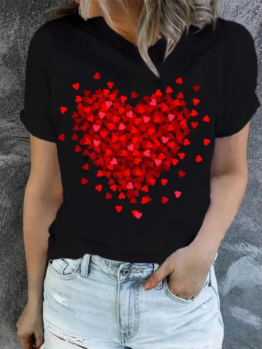 Heart%20Print%20T-Shirt%20For%20Valentine's%20Day%20Gifts,%20Crew%20Neck%20Short%20Sleeve%20T-Shirt,%20Casual%20Every%20Day%20Tops,%20Women's%20Clothing%20-%20Image%202
