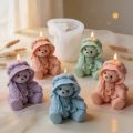 3D Teddy Bear Silicone Candle Mold Animal Cute Couple Bears Epoxy Resin Mould Home Decor Soap Making Tools Romantic Wedding .
