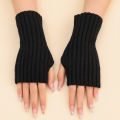 Autumn Winter Fashion Warm Fingerless Solid Color Ribbed Knitted Short Gloves Arm Warmers.