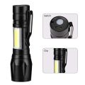 Mini LED Flashlight COB+XPE Portable Torch USB Charging Camping Lantern Zoomable Focus Light Tactical Flashlight with Pen Clip. 