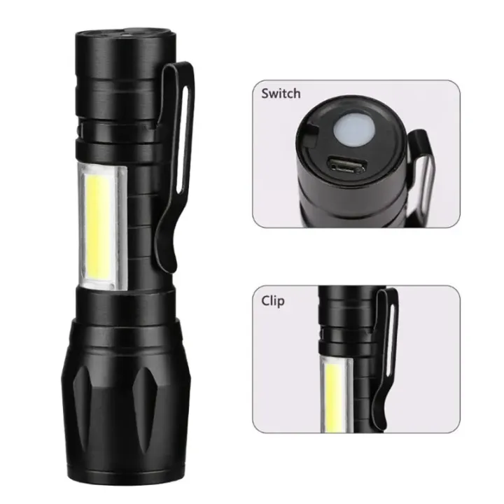 Mini%20LED%20Flashlight%20COB+XPE%20Portable%20Torch%20USB%20Charging%20Camping%20Lantern%20Zoomable%20Focus%20Light%20Tactical%20Flashlight%20with%20Pen%20Clip%20-%20Image%202