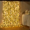 1pc 20 LED Green Leaf Fake Plants String Light Battery Powered Waterproof String Light For Wall House Room Office Birthday Decor. 