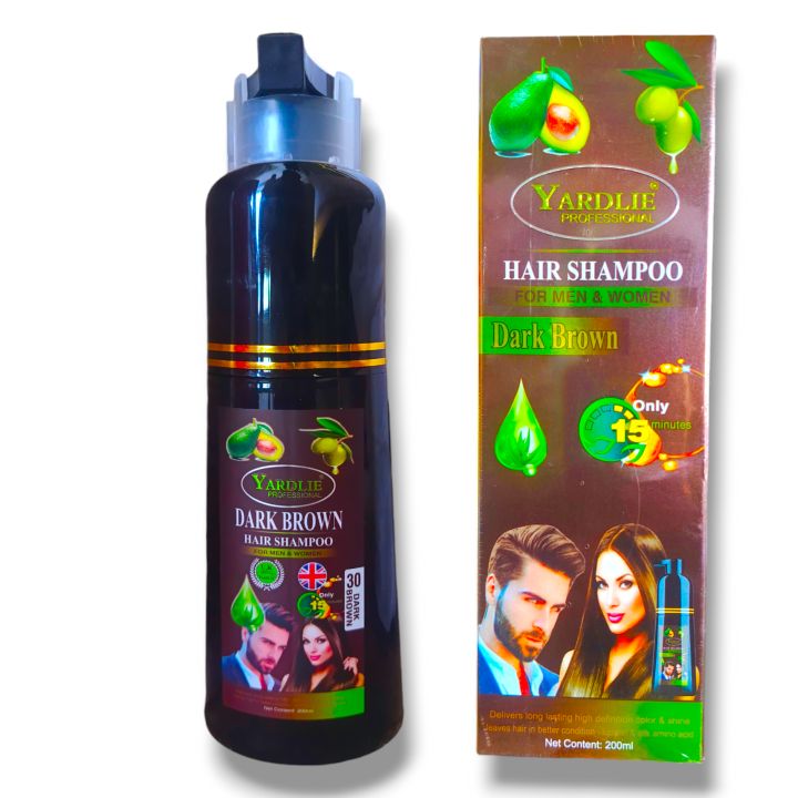 Yardlie Professional Dark Brown Hair Color Shampoo Uk Based Formula 200 ml Herbal Fast Hair Dye Shampoo For Men Women