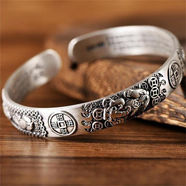 Thai%20Silver%20Tune-bringing%20Pixiu%20Copper%20Coin%20Men%20Bracelet%20Domineering%20Men%20Personality%20Heart%20Sutra%20Hand%20Ring%20Birthday%20Gift%20Jewelry%20-%20Image%202