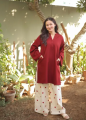 Paristaan |Heart Embroidered Flapper 2PCs Dress for Women – V-Neck Short Shirt with Side Pockets & Matching Trouser – Casual Summer Outfit For Women. 