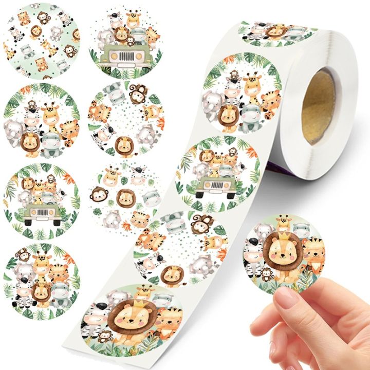Fort Technology Label 500pcs Cartoon Jungle Animal Stickers Happy Birthday Labels Safari ...