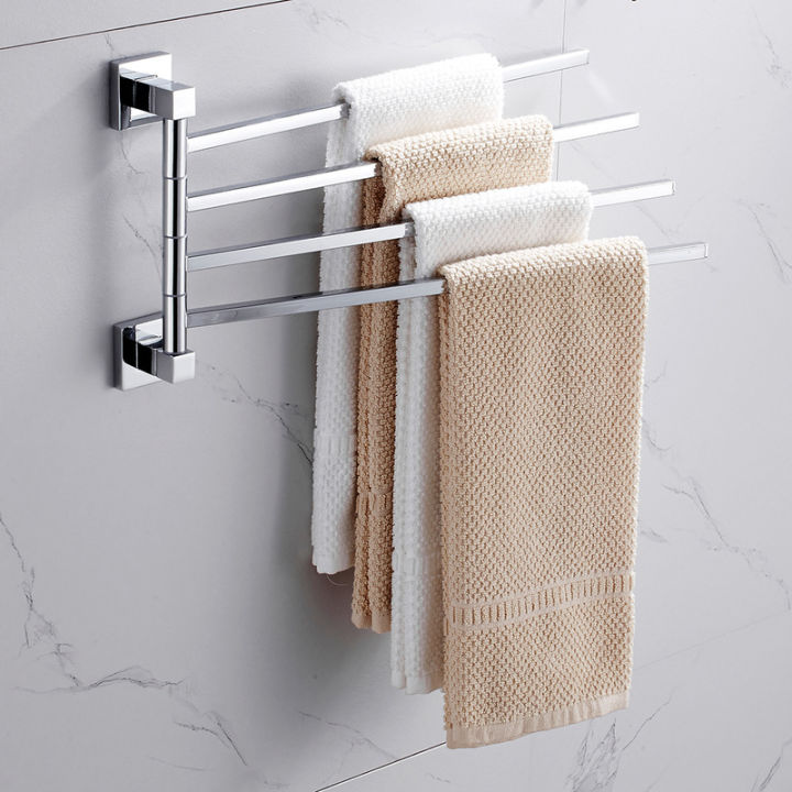 2/4 Swivel Towel Bars Hanger Stainless Steel Rotatable Bathrobe Towel Rack Holder Wall Mounted Bathroom Hardware