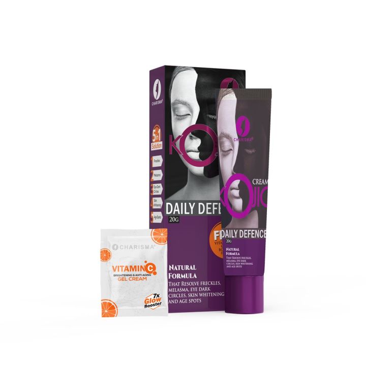 Charisma Kojic Cream Daily Defence -20G 5in1 Freckle,Melasma,Eye Dark Circle , Skin Whitening, Age Spot