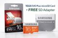 Samsung EVO Plus 16GB MicroSD Card Class 10 High Speed Memory Card with SD Adapter for Mobile Camera Drone. 