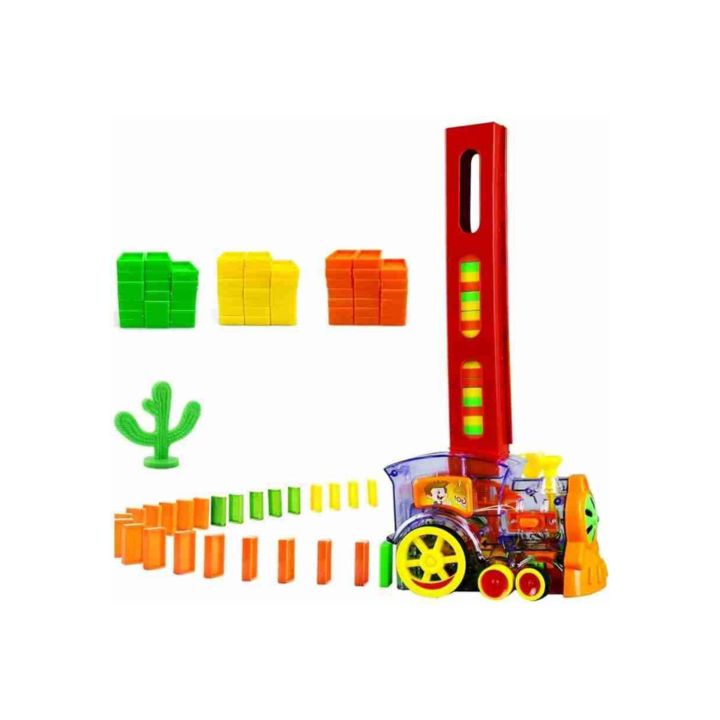 Domino Train Toy Set with Sounds and Lights 60 Domino for Kids gift and play Multicolor