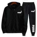 New in Women Tracksuit Trend Printing Hooded Sweatshirts Pants 2Pcs Set Casual Zipper Overcoat Suit Daily Clothing Autumn Winter. 