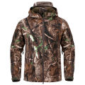 Men's Silent Soft Shell Camouflage Tactical Jacket Waterproof Warm Fleece Hunting Jackets Outdoor Hiking Fishing Hooded Coat.