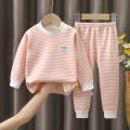 Baby Warm Clothing Set Fleece Lined Children Boys Girls Striped Underwear Sleepwear Set Ideal for Home Pajamas Autumn Winter. 