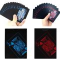 High Quality 1 Set Black Foil Plated Poker Cards Waterproof Playing Card Limited Edition Collection Magic Poker Creative Gift. 