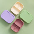 1PCS Baby Silicone Food Storage Box Solid Color Baby Tableware Three-compartment Dinner Plate Children Portable Lunch Box. 