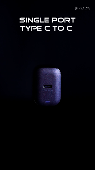 (New Launch) Ultima Rapid 30 | 30W PD GaN Charger | CE & FCC Certified | Single 30W Port PD Output | Charges all Mobile Devices | Supports 98% Universal Charging Protocols | 1 Year Replacement Guarantee |