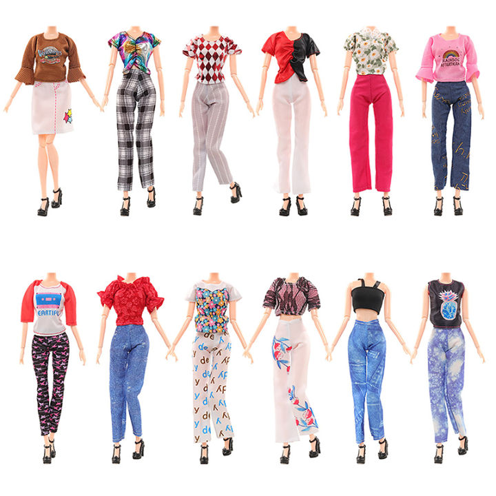 1Set%20Dollhouse%20Miniature%20Doll%20Dress%20/%20Short%20Skirt%20/%20Blouse%20Summer%20Wear%20Clothing%20For%2030cm%20Dolls%20Fashion%20Clothes%20-%20Image%202