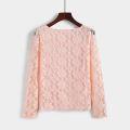 Women's form-fitting long-sleeved lace blouse with a feminine silhouette plus size clothing. 